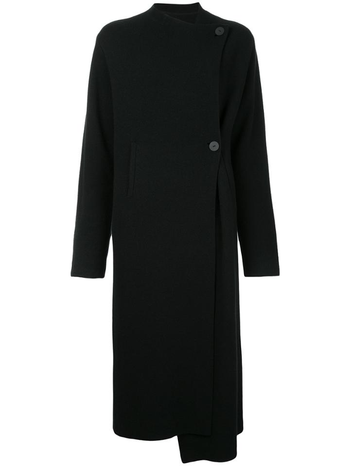 Oyuna Asymmetric Fastening Cardi-coat - Black