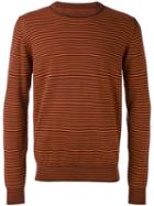 Maison Margiela - Striped Elbow Patch Sweater - Men - Wool/cotton/suede - M, Brown, Wool/cotton/suede