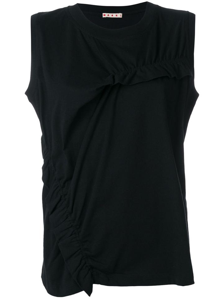 Marni Round Neck Ruffled Blouse - Black