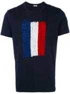 Moncler Stitched Logo T-shirt, Men's, Size: Large, Blue, Cotton/polyester