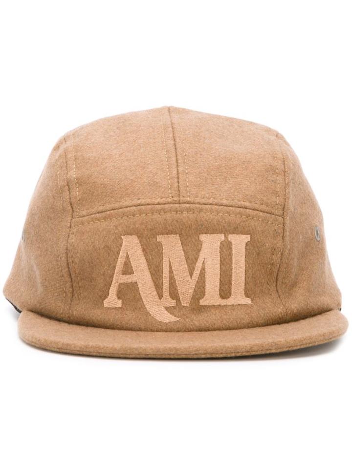 Ami Alexandre Mattiussi Five Panels Cap, Men's, Nude/neutrals, Cotton/polyamide/polyester/wool