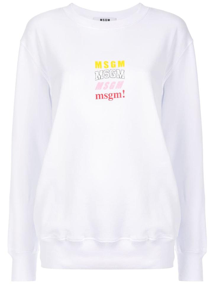 Msgm Logo Chest Print Sweatshirt - White
