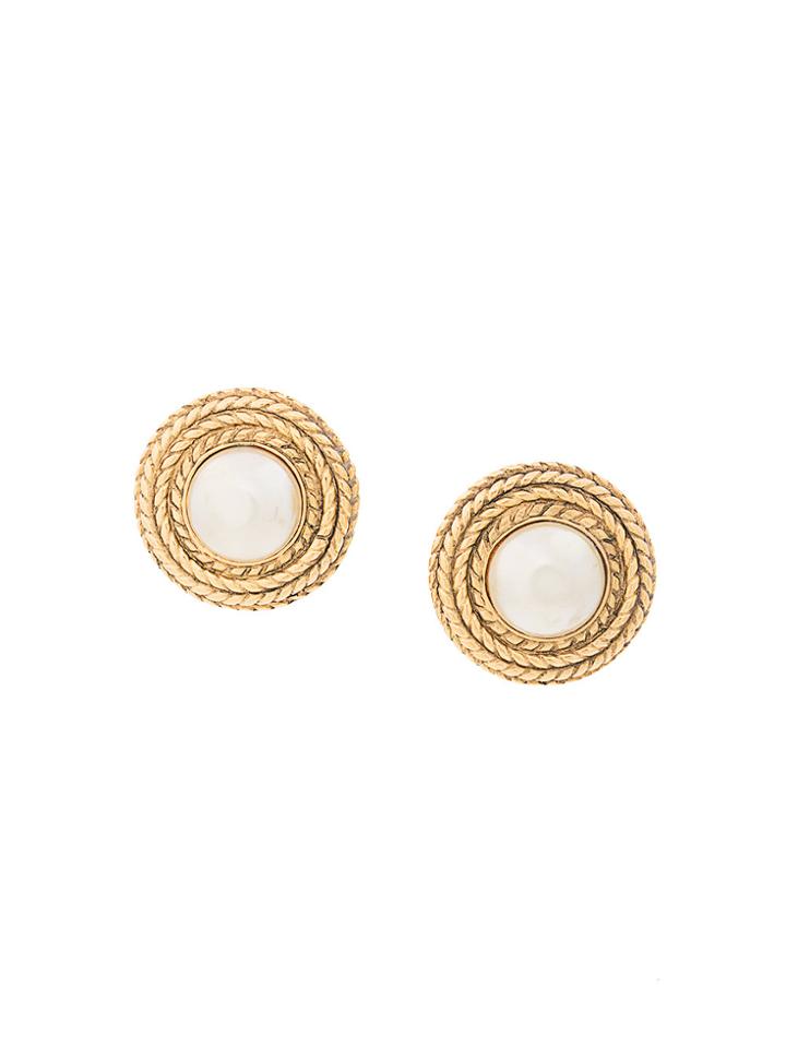 Chanel Vintage Edge Rope Round Earrings - Metallic