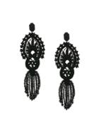 Gucci Crystal Embroidered Clip On Earrings, Women's, Black