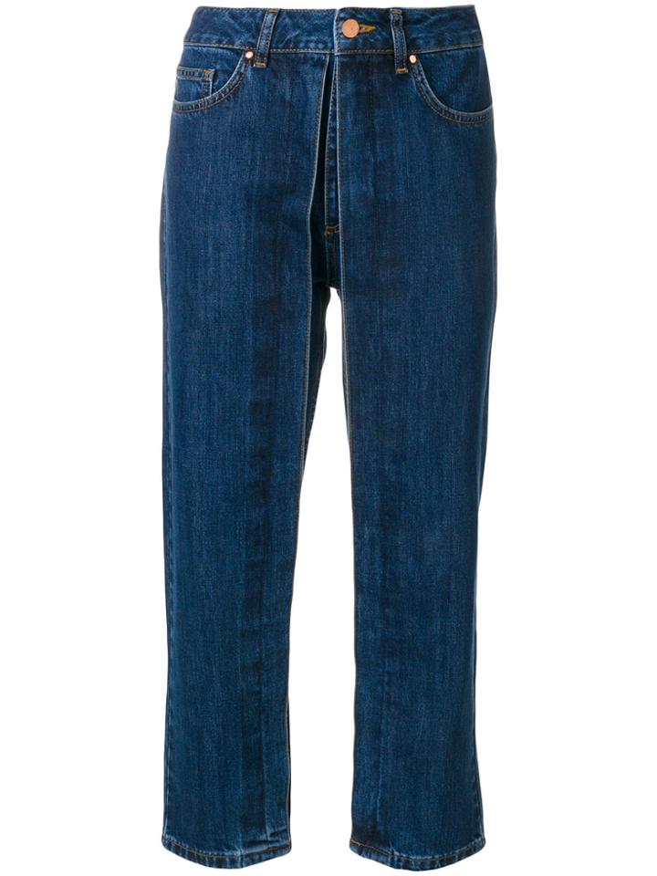 Aalto Fixed Pleats Cropped Jeans - Blue