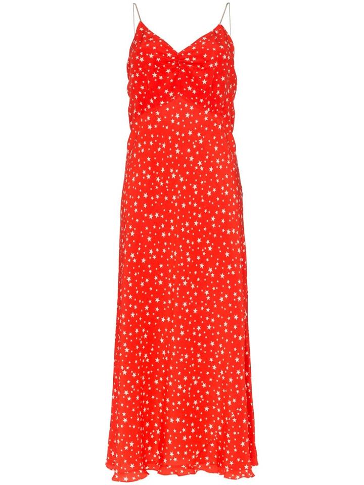 Miu Miu Star Print Chain Strap Silk Dress - Red