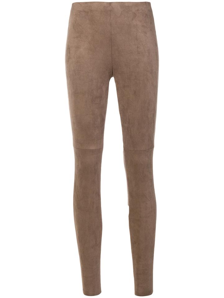 Cambio High Waisted Skinny Trousers - Brown