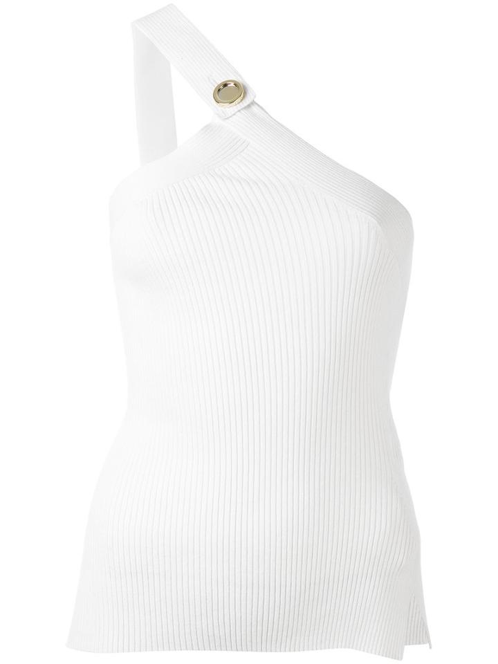 Each X Other - Ribbed Knit One Shoulder Top - Women - Cotton/spandex/elastane - M, White, Cotton/spandex/elastane