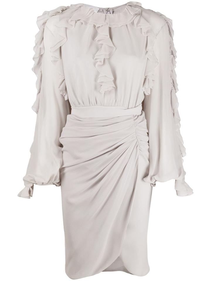 Giambattista Valli Frill Trimmed Fitted Midi Dress - Grey