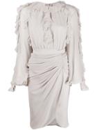 Giambattista Valli Frill Trimmed Fitted Midi Dress - Grey