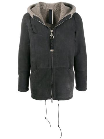 Low Brand Hooded Coat - Grey