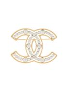 Chanel Pre-owned Cut-off Rhinestone Embellished Cc Brooch - Gold