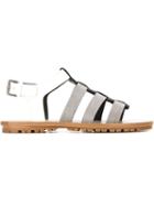 Brunello Cucinelli Strappy Flat Sandals, Women's, Size: 39, Black, Leather