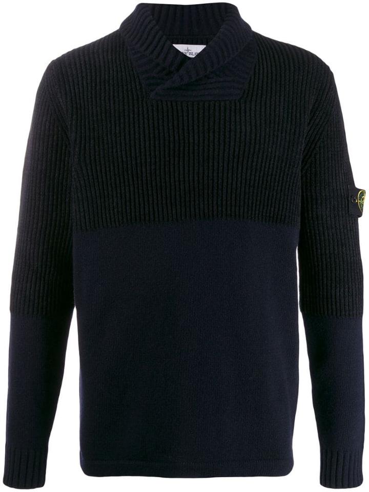 Stone Island Logo Knitted Sweatshirt - Blue