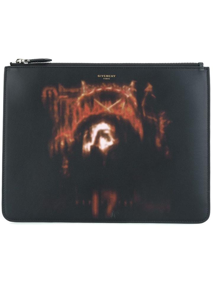 Givenchy Jesus Christ Print Clutch - Black