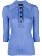 Erika Cavallini Ribbed Polo Knit - Blue