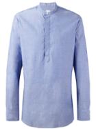 E. Tautz Grandad Collar Shirt, Men's, Size: 15 1/2, Blue, Cotton