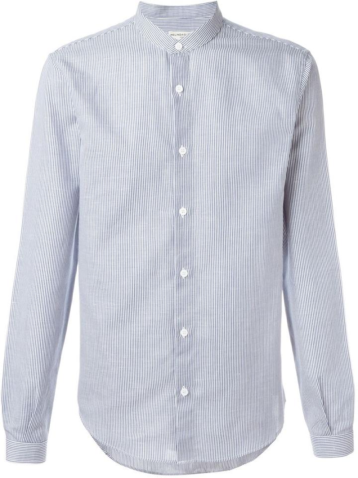 Melindagloss Mao Collar Pinstripe Shirt