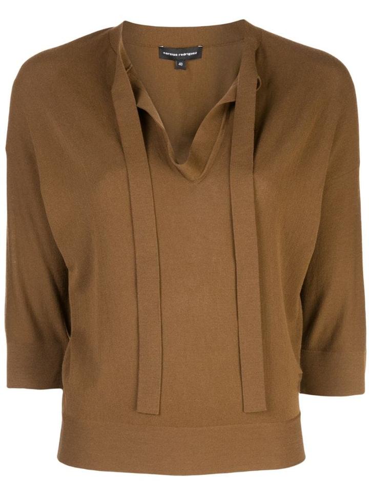 Narciso Rodriguez Tie Neck Jumper - Brown