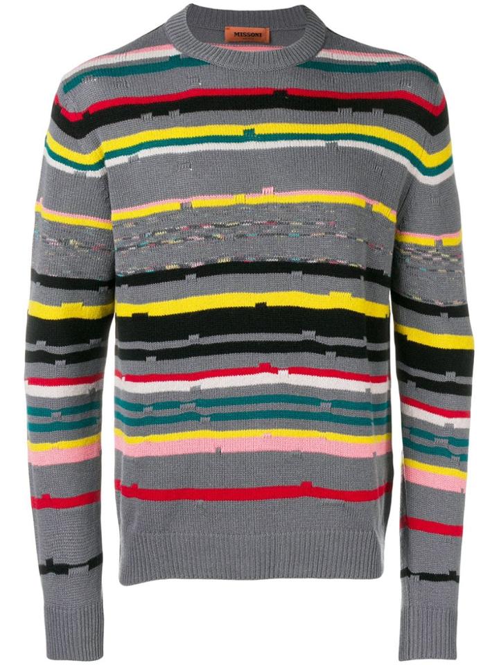Missoni Crewneck Striped Sweater - Grey