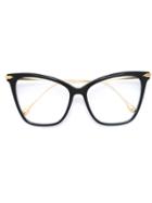 Dita Eyewear Cat Eye Frame Glasses, Black, Acetate/18kt Gold