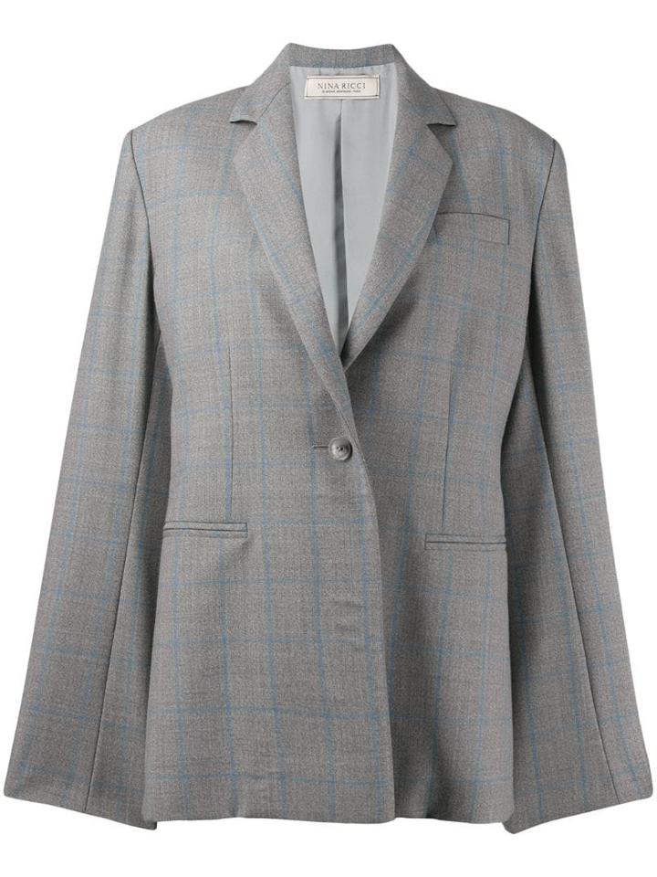Nina Ricci Checked Single-breasted Blazer - Grey