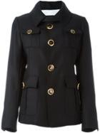 Dsquared2 Button-up Jacket, Women's, Size: 42, Black, Silk/cotton/polyester/virgin Wool