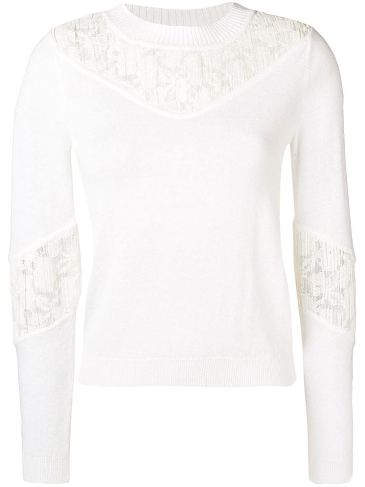 See By Chloé Lace Panel Sweater - Nude & Neutrals