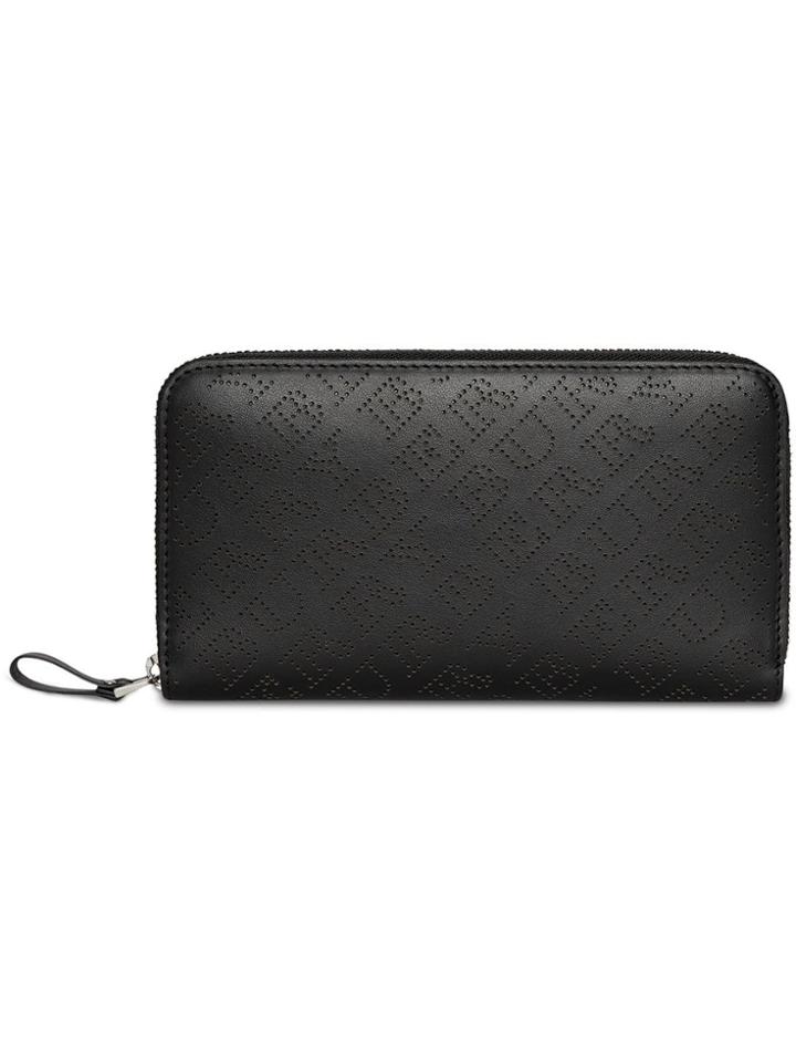 Burberry Perforated Leather Ziparound Wallet - Black