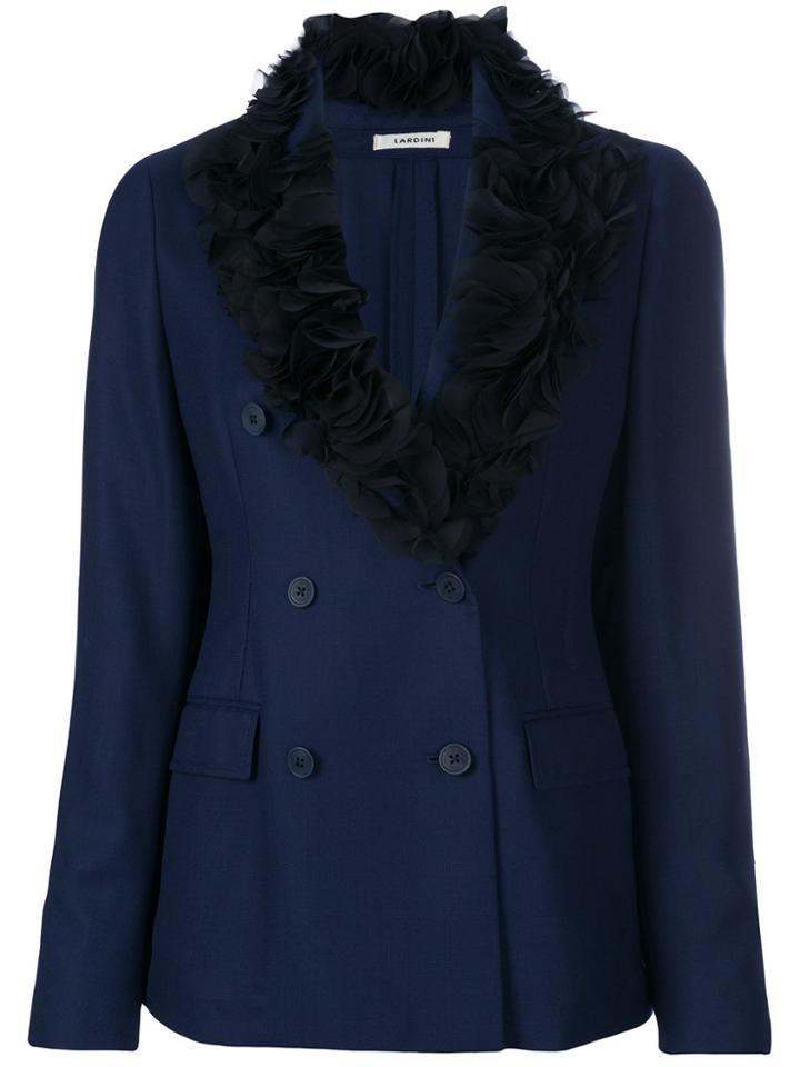Lardini Ruched Lapel Double Breasted Blazer - Blue