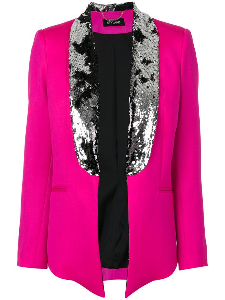 Styland Sequin Embellished Blazer - Pink & Purple