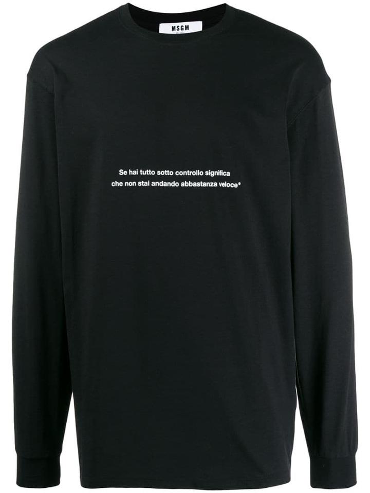 Msgm Slogan Printed Top - Black