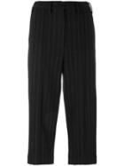 Mm6 Maison Margiela - Pinstripe Cropped Trousers - Women - Wool/polyester - 46, Black, Wool/polyester