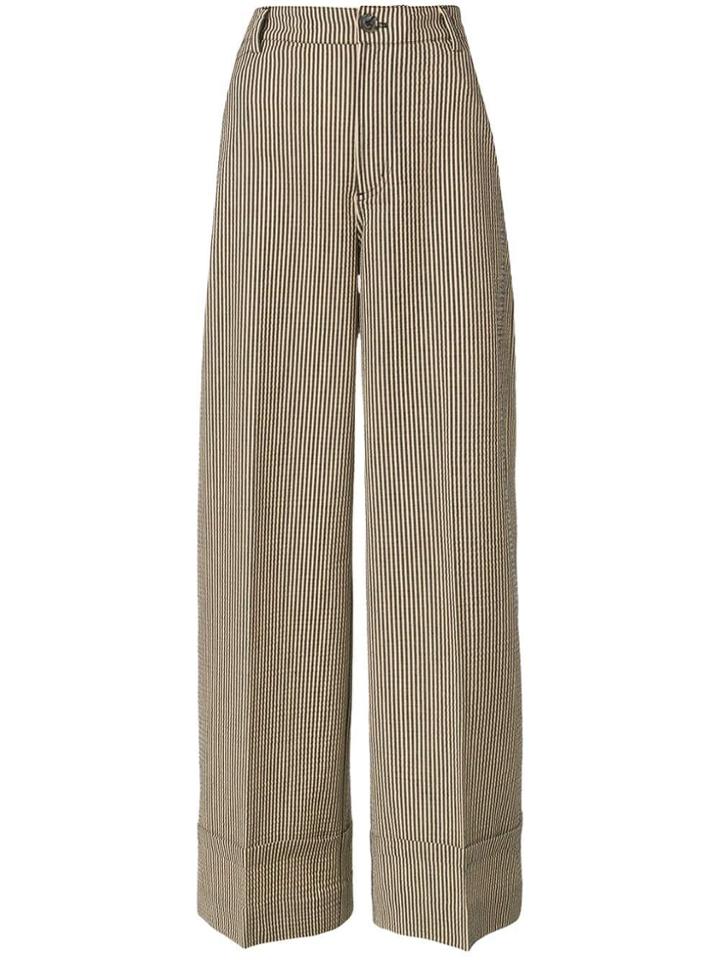 Ganni Pinstripe Palazzo Trousers - Neutrals