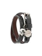 Alexander Mcqueen Double Wrap Skull Bracelet - Grey