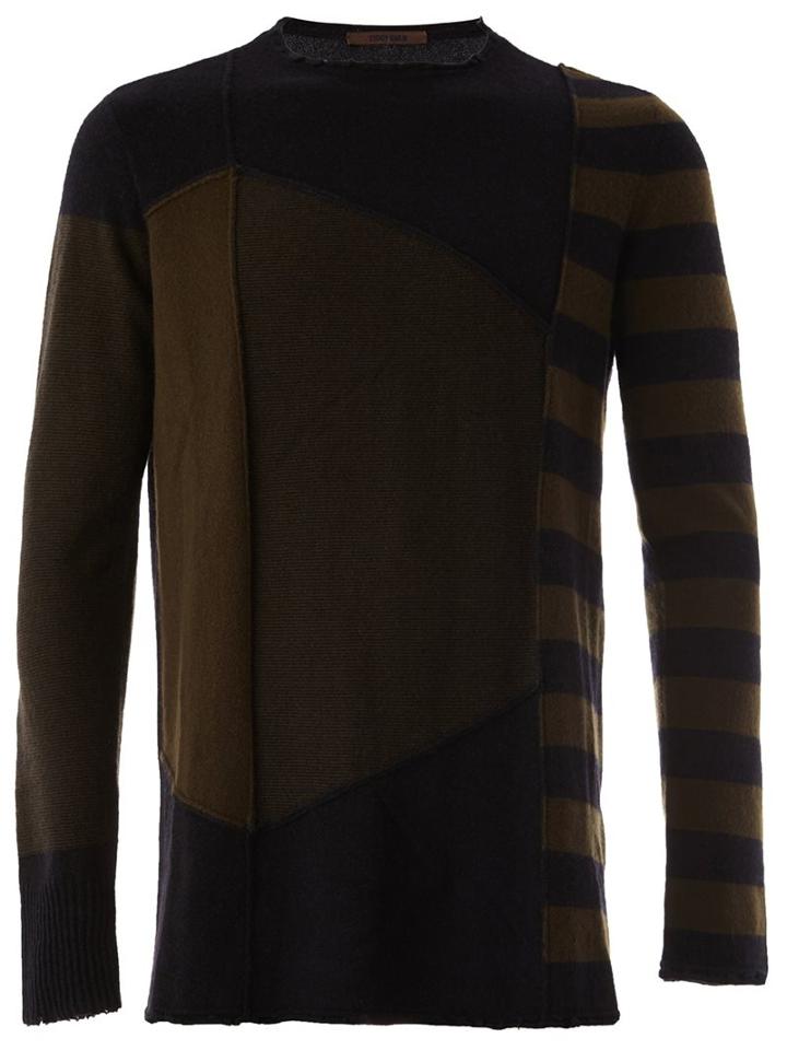 Ziggy Chen Contrast Sleeve Jumper, Men's, Size: 46, Green, Cashmere
