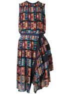 Sacai Floral Pleated Sleeveless Dress - Multicolour
