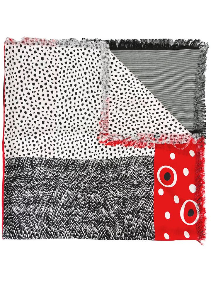 Pierre-louis Mascia Dotted Print Scarf, Women's, Black, Silk/cotton