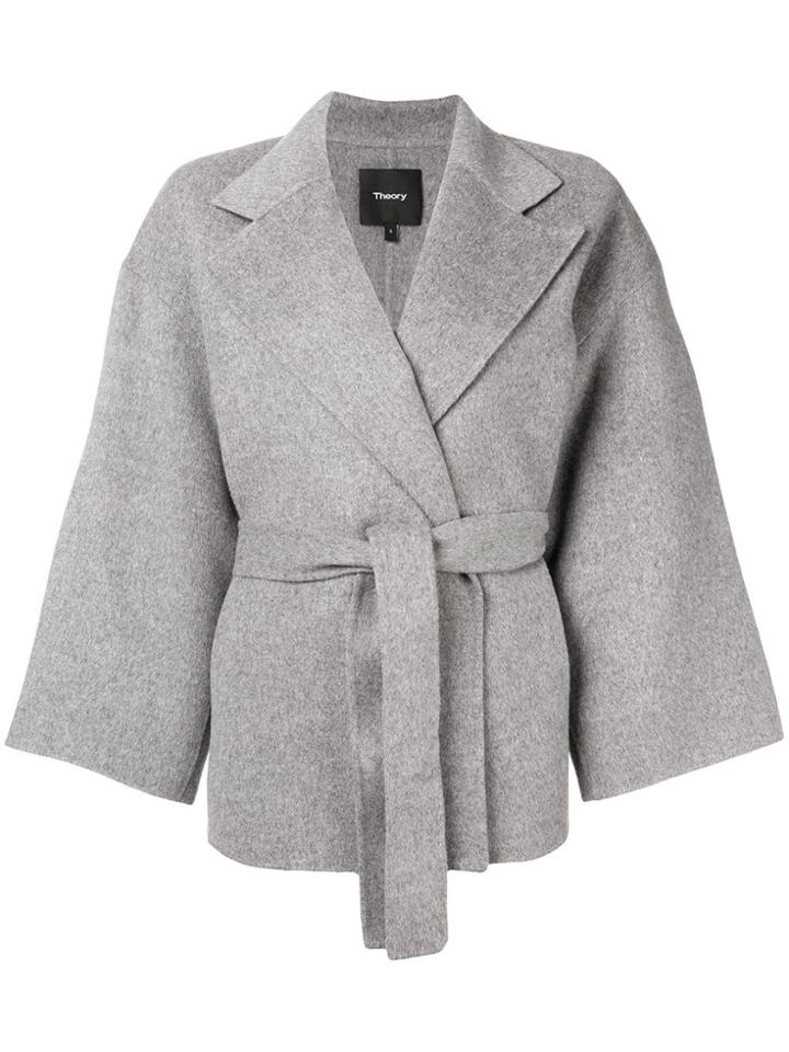 Theory Belted Cape Jacket - Grey