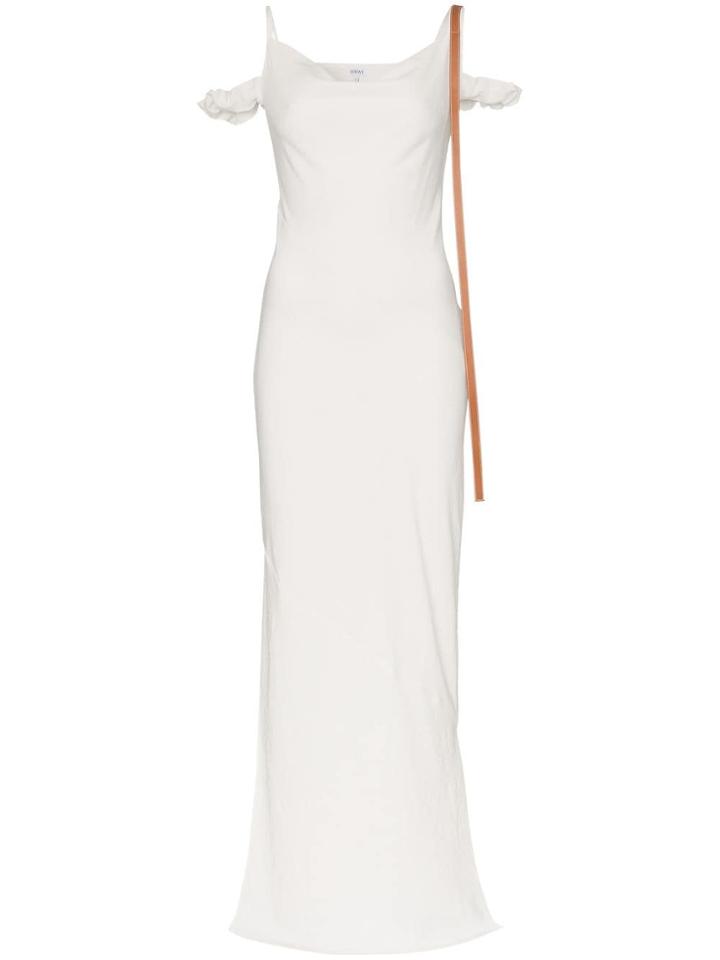 Loewe Fitted Side-split Dress With Leather Strap Detail - White