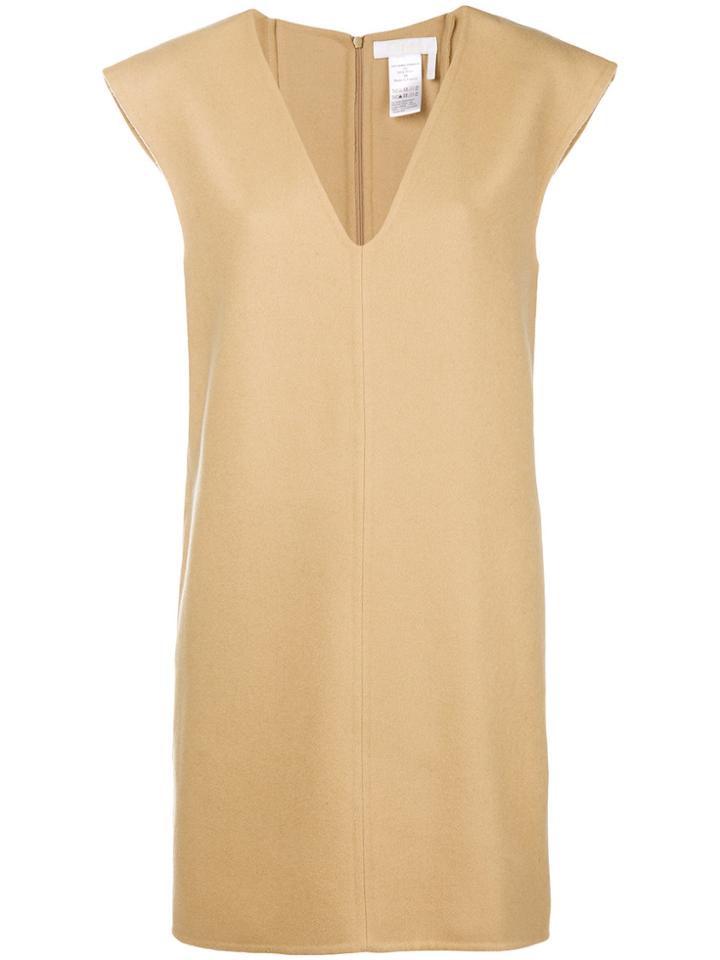 Chloé V-neck Shift Dress - Nude & Neutrals