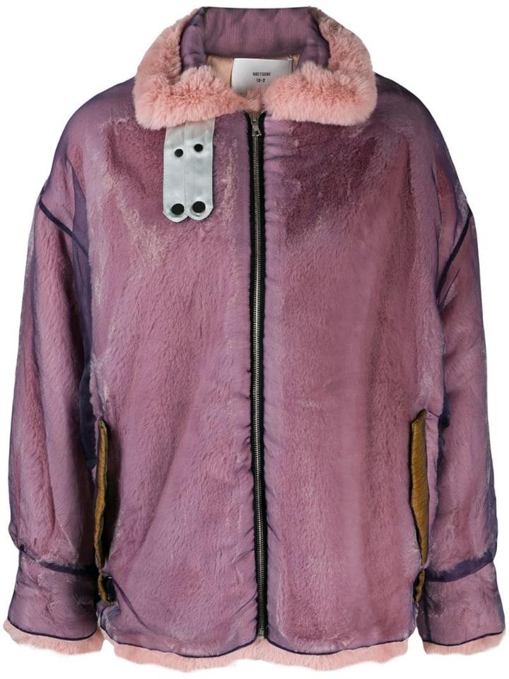 Quetsche Zipped Oversized Jacket - Purple