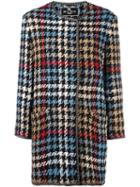 Etro Houndstooth Coat, Women's, Size: 50, Silk/acrylic/polyester/wool