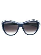 Cartier 'panthère Wild' Sunglasses, Women's, Blue, Acetate/enamel/platinum/metal