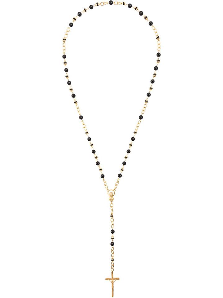 Nialaya Jewelry Rosary Crucifix Necklace - Gold