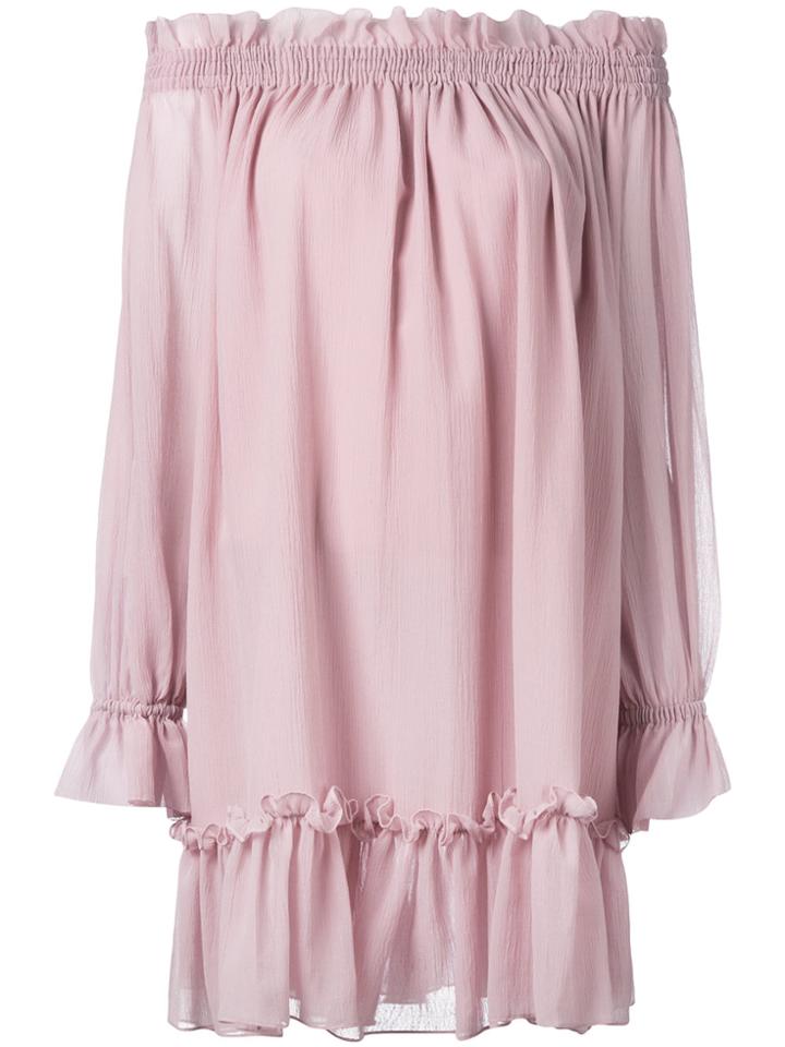 Alexander Mcqueen Off-the-shoulder Smocked Dress - Pink & Purple