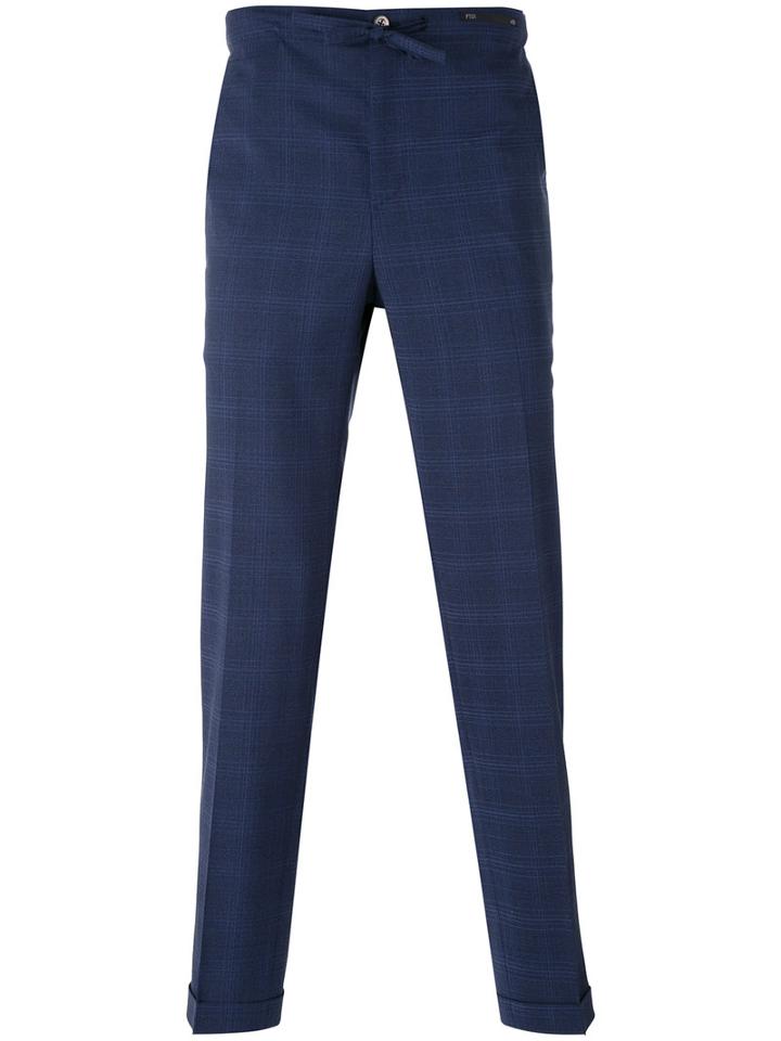 Pt01 - Cropped Checked Trousers - Men - Polyester/spandex/elastane/wool - 58, Blue, Polyester/spandex/elastane/wool