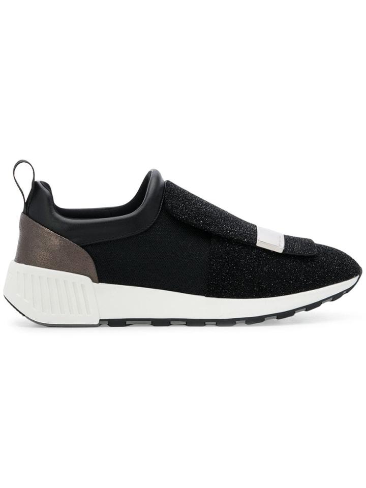 Sergio Rossi Glitter Slip-on Sneakers - Black