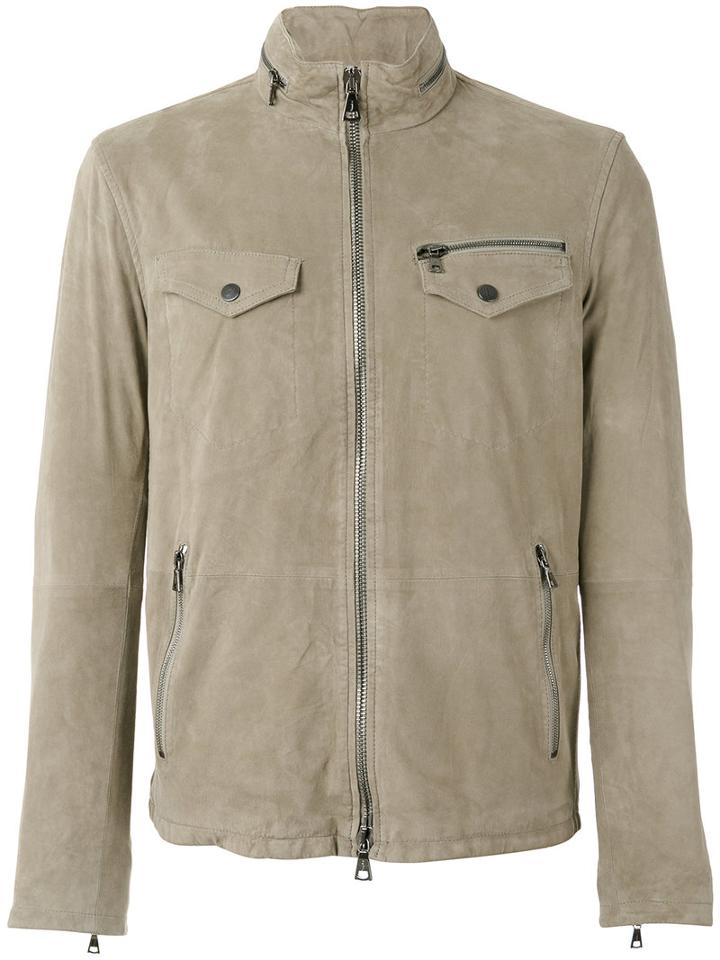John Varvatos Lightweight Jacket, Men's, Size: 52, Grey, Polyamide/goat Suede