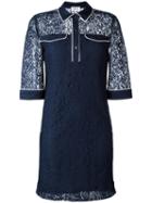 Essentiel Antwerp - Lace Shirt Dress - Women - Polyamide/viscose - 38, Women's, Blue, Polyamide/viscose